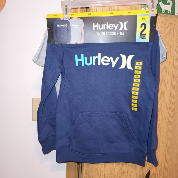 NEW Hurley Boy's 2 Pack Hoodie & Tee Set Navy/Grey Size 5/6 - Picture 3 of 8